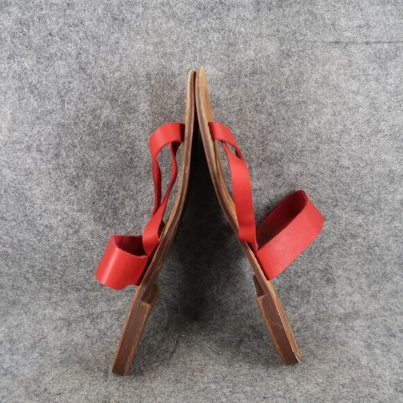 White Mt Shoes Womens 8 Sandals Slip On Casual Toe Ring Flat Red Boho Summer - Picture 7 of 9